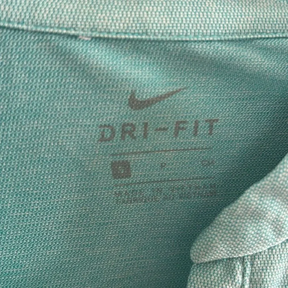Nike dri-fit turquoise turquoise slit front short sleeve shirt s golf